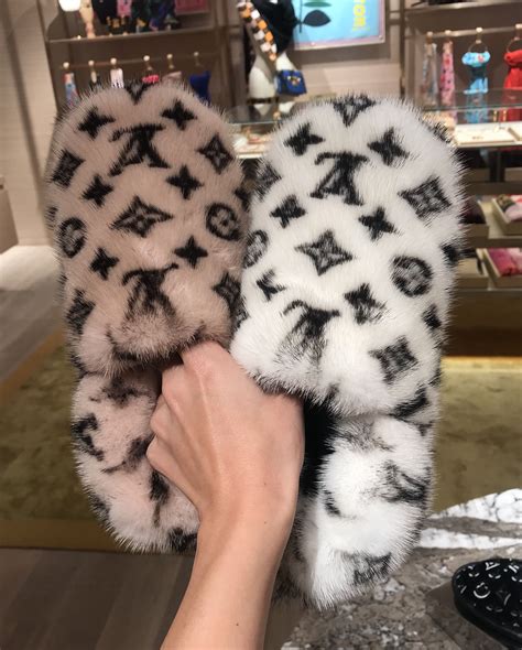 fur louis vuitton slides|louis vuitton fluffy slides.